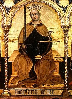 Justice Between St. Michael and St. Gabriel (Detail of Justice, 1421) by Jacobello del Fiore
