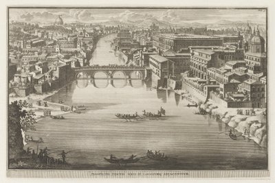 View of Rome with the Ponte Sisto over the Tiber River (series title: Views of Rome) by Jacobus Baptist