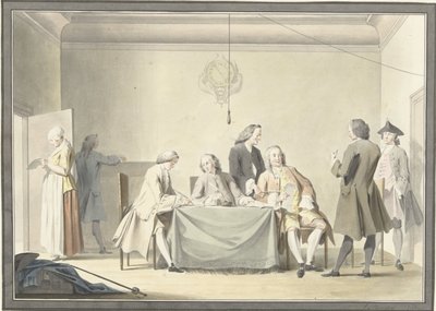Meeting of Commissioners for the Reception of the Liberal Gift, or 50th Penny, 12 September 1747 by Jacobus Buys (signed by artist)