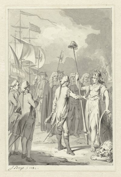 Prince William V Offers His Services to the Dutch Maiden by Jacobus Buys