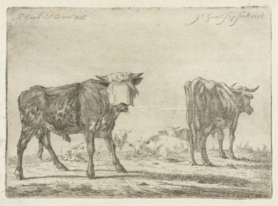 Blindfolded Bull with Herd of Cattle by Jacobus Cornelis Gaal
