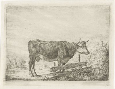 Cow Standing by a Fence by Jacobus Cornelis Gaal