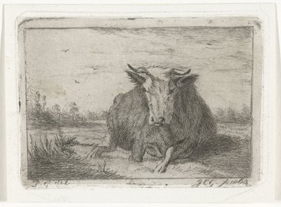 Lying Cow Seen from the Front by Jacobus Cornelis Gaal