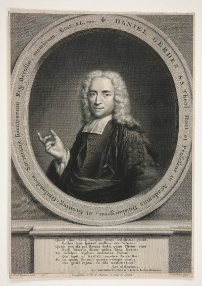Portrait of Daniel Gerdes, after J.M. Quinkhart by Jacobus Houbraken