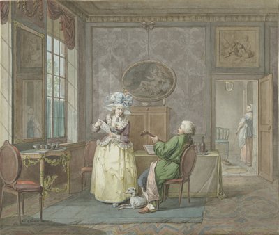 Musical Couple in an Interior by Jacobus Johannes Lauwers
