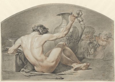 Seated Male Nude, Hand on the Handle of a Vase by Jacobus Johannes Lauwers