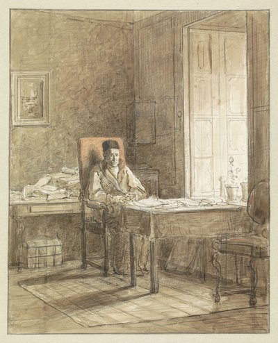 Portrait of Gerrit Lamberts, Sitting in an Armchair in the Print Room by Jacobus Ludovicus Cornet