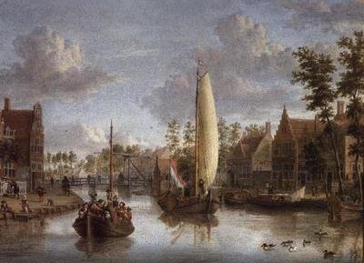 A Canal with Barges by Jacobus Storck