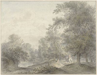 Forest Landscape with Rider and Pond by Jacobus Versteegen