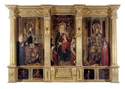 The Altarpiece of Saint Ildefonso and St. Augustine of Hippo by Jacomart (c.1413 61) Baco