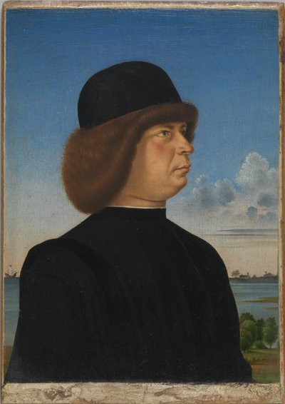 Portrait of Alvise Contarini; (verso) A Tethered Roebuck by Jacometto Veneziano
