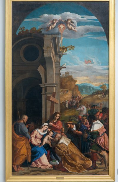 Adoration of the Magi in the presence of Saint Helen by Jacopo (c.1480 1528) Palma