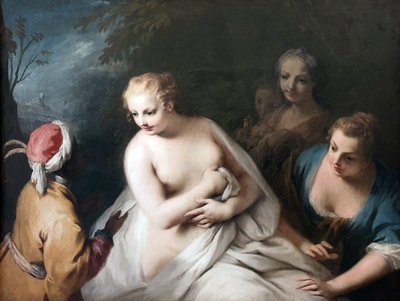 Bathsheba at her bath receives the message of David by Jacopo Amigoni
