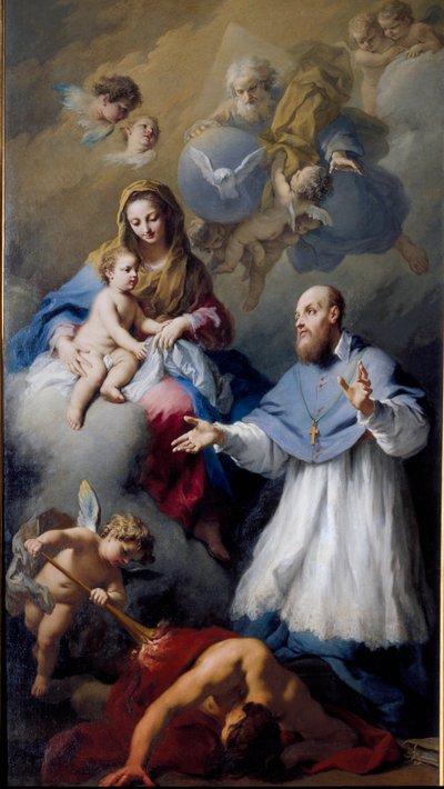 Virgin and Child with Saint Francois-de-Sales, Representation of the Holy Trinity by Jacopo Amigoni
