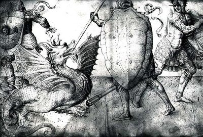 Warriors Fighting a Dragon by Jacopo Bellini