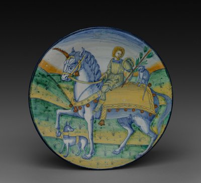Plate: Man Riding a Unicorn, c. 1510 by Jacopo Caffagiolo