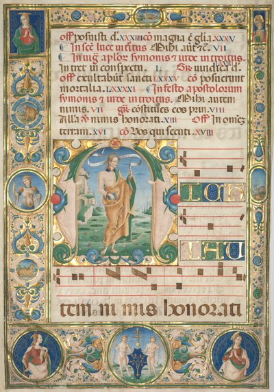 Leaf from a Gradual: Initial (M) with St. Andrew (recto) by Jacopo Filippo d