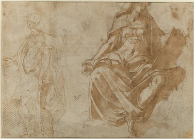 Saint Cecilia and a Seated Female Figure Holding a Book by Jacopo Ianguidi Bertoia
