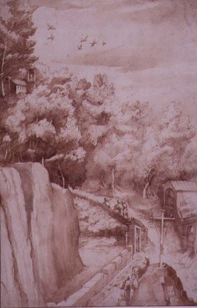View of the Monastery of La Verna, the Road Leading to the Monastery, c.1607-12 by Jacopo Ligozzi