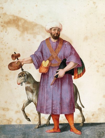 Turkish shepherd with sheep, drawing by Jacopo Ligozzi by Jacopo Ligozzi