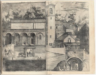 View of the Quadrant: the Main Door, the Square, the Church and the Loggia of the Monastery of the Monte della Vernia by Jacopo Ligozzi