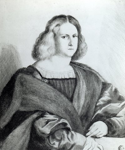 Portrait of a Young Man, print by Wenceslaus Hollar, 1650 by Jacopo Palma