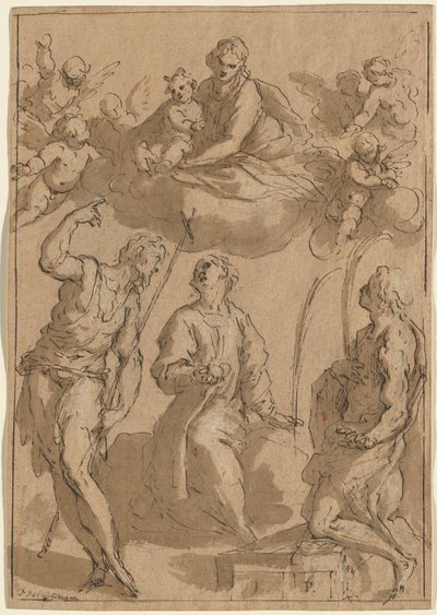 Madonna and Child in Glory with Saints John the Baptist, Stephen, and Lawrence by Jacopo Palma il Giovane