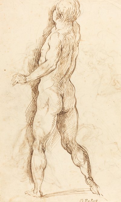 Nude Man Seen from Behind [verso] by Jacopo Palma il Giovane
