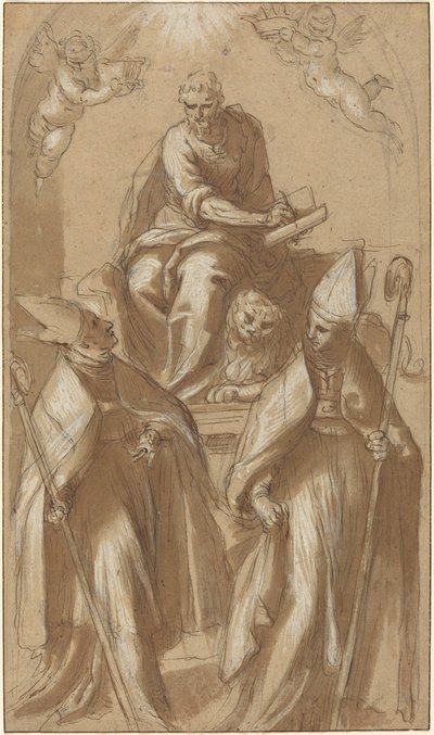 Saint Mark with Two Bishops and Putti by Jacopo Palma il Giovane