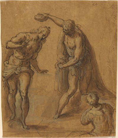 Sketch for a Baptism of Christ by Jacopo Palma il Giovane