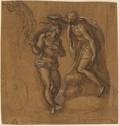 Sketch for a Baptism of Christ by Jacopo Palma il Giovane