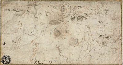 Sketches of Heads, Eyes, Ear, and Mouth by Jacopo Palma il Giovane