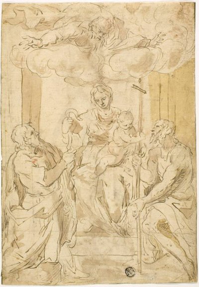 Virgin and Child with Saints Thomas and John the Baptist (recto); Sleeping Venus (verso) by Jacopo Palma il Giovane
