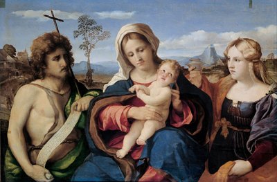 Madonna and Child with Saint John the Baptist and Mary Magdalene, 1520-1523 by Jacopo Palma il Vecchio the Elder
