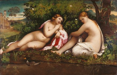Two Nymphs at Rest Jupiter and Callisto by Jacopo Palma il Vecchio the Elder