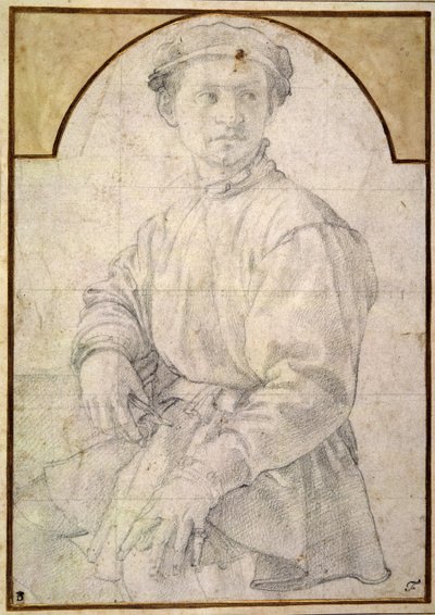 A seated youth wearing a cap by Jacopo Pontormo