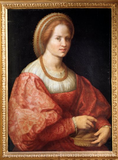 Portrait of Lady with a Basket of Spindles by Jacopo Pontormo