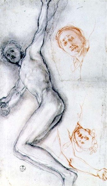 Study of Christ Nailed to the Cross, the Head Rehearsed Twice by Jacopo Pontormo
