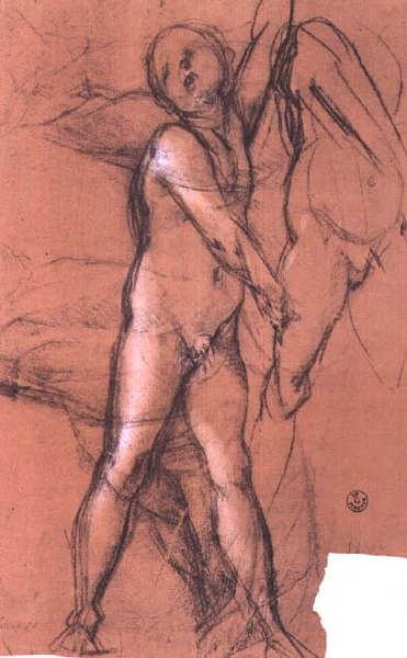 Study of an Angel Holding a Curtain for the 