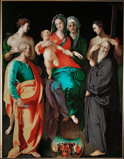 The Virgin with Saint Anne and Four Saints (Peter, Sebastian, Benedict, and the Good Malefactor) by Jacopo Pontormo