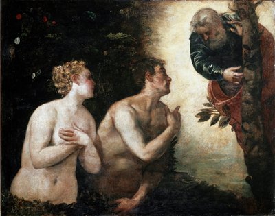 Adam and Eve Face the Eternal Father by Jacopo Robusti Tintoretto