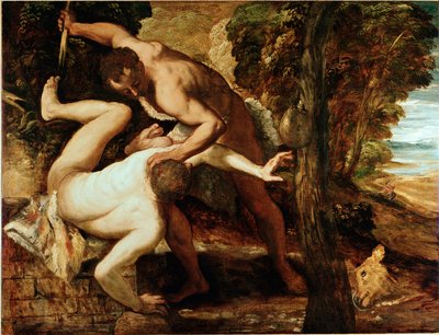 Cain killing Abel by Jacopo Robusti Tintoretto