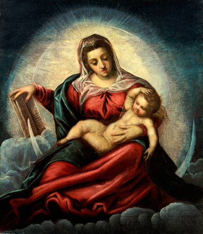 The Madonna and Child in a Mandorla on a Crescent Moon and Clouds by Jacopo Robusti Tintoretto