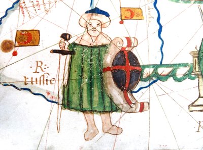 Detail of Turkey from a Renaissance map of Europe, Jacopo Russo (after), 1528 by Jacopo Russo