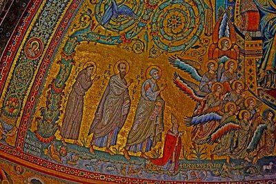 St Francis, St Paul, St Peter, Pope Nicholas IV and Angels Attending the Coronation of the Virgin by Jacopo Torriti