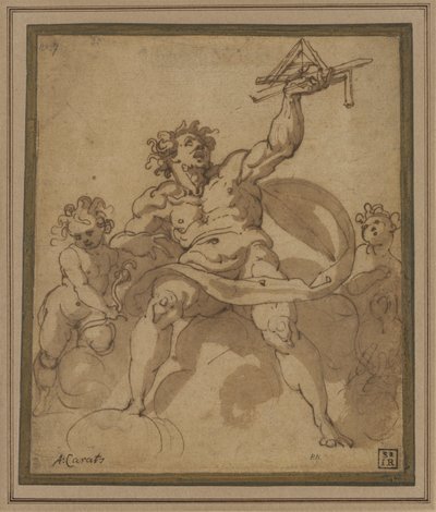 An Allegory of Architecture: A Male Figure with Two Putti by Jacopo Zucchi