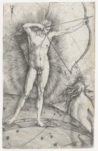 Apollo with Bow and Arrow on Celestial Globe and Diana with Deer by Jacopo de