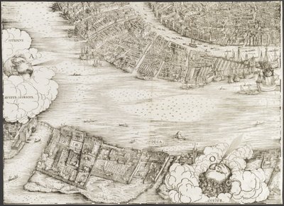 View of Venice (lower left block) by Jacopo de Barbari