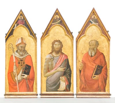 Saint John the Baptist, Saint John the Evangelist, Saint Giles by Jacopo del Casentino