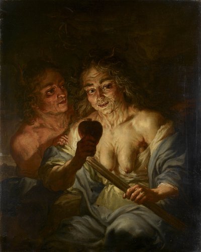 An Old Woman Holding a Heart: Envy, c.1642 by Jacque de l Ange